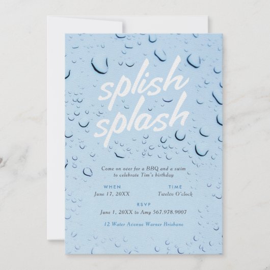 Splish Splash Invitation Kaart (Voorkant)
