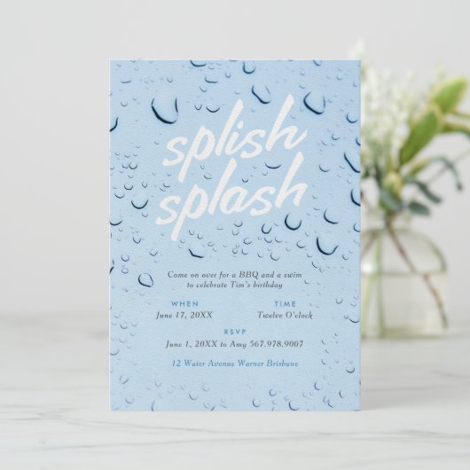 Splish Splash Invitation Kaart (Staand voorkant)