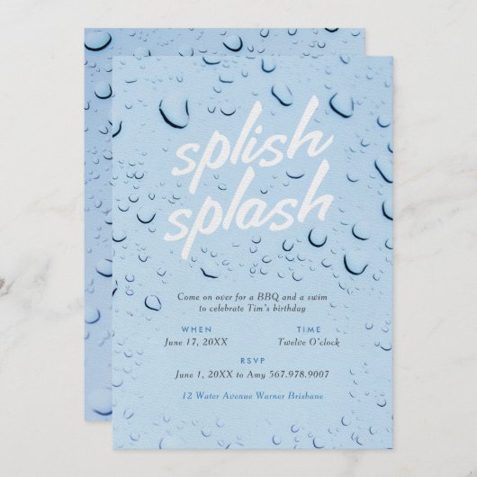 Splish Splash Invitation Kaart (Voorkant / Achterkant)