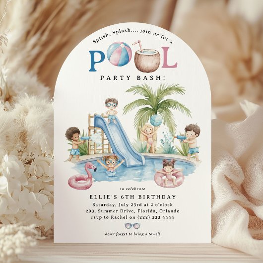Splish Splash, Kids Pool Birthday Bash Kaart