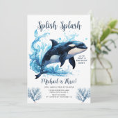Splish Splash Killer Whale Boy Ocean Zee Verjaarda Kaart (Staand voorkant)