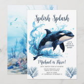 Splish Splash Killer Whale Boy Ocean Zee Verjaarda Kaart (Voorkant / Achterkant)