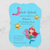 Splish Splash Kinder mermaideuitnodigingen Kaart (Voorkant / Achterkant)