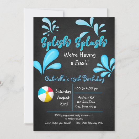 Splish Splash komt naar onze basenpool Kaart (Voorkant)