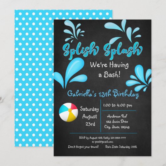 Splish Splash komt naar onze basenpool Kaart (Voorkant / Achterkant)