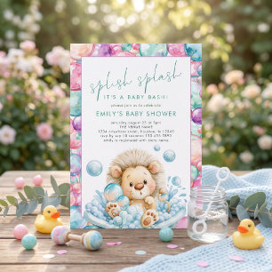 Splish Splash Leeuw Bubbles Baby Shower Kaart