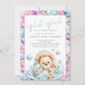 Splish Splash Leeuw Bubbles Baby Shower Kaart (Voorkant)