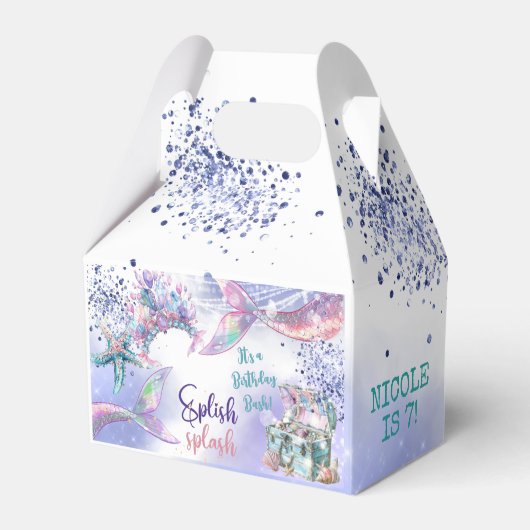 Splish splash magische zeemeermin verjaardag bash bedankdoosjes (Achterkant)