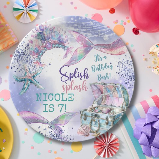 Splish splash magische zeemeermin verjaardag bash papieren bordje