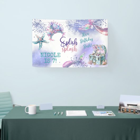 Splish splash magische zeemeermin verjaardag bash spandoek (Beurs)