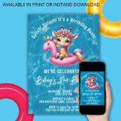 Splish Splash Meisje Giraffe Zwembad Verjaardagsfe Kaart