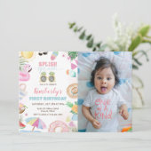 Splish Splash Meisje Zwembad Party Pink Foto Kaart (Staand voorkant)