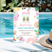 Splish Splash Meisje Zwembad Party Roze Kaart