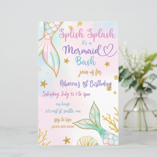 Splish Splash Mermaid Bash Birthday Party (Staand voorkant)