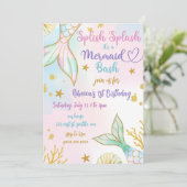Splish Splash Mermaid Bash Birthday Party Kaart (Staand voorkant)