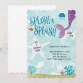 Splish Splash Mermaid Bash Birthday Uitnodiging (Voorkant / Achterkant)