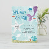 Splish Splash Mermaid Bash Birthday Uitnodiging (Staand voorkant)