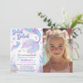 Splish Splash Mermaid Bash Birthday Uitnodiging (Staand voorkant)
