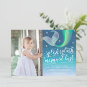 Splish Splash Mermaid Bash Birthday Uitnodiging (Staand voorkant)