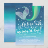 Splish Splash Mermaid Bash Birthday Uitnodiging (Voorkant / Achterkant)