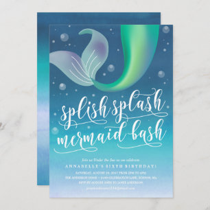Splish Splash Mermaid Bash Birthday Uitnodiging