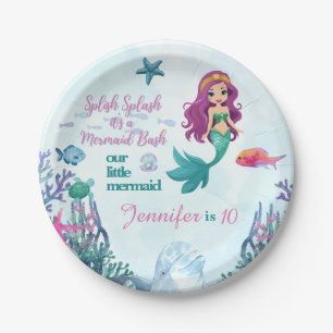 Splish Splash Mermaid Bash Girls Birthday Party Papieren Bordje