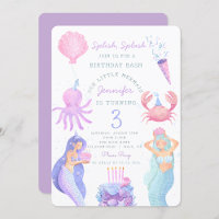 Splish Splash Mermaid Birthday Bash uitnodiging