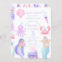 Splish Splash Mermaid Birthday Bash uitnodiging