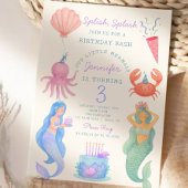 Splish Splash Mermaid Birthday Bash uitnodiging
