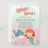 Splish Splash Mermaid Birthday Bash uitnodiging (Voorkant)