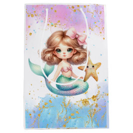 Splish Splash Mermaid Plain Party Gift Bag Medium Cadeauzakje