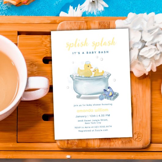 Splish Splash Moeder Eend Badkuip Baby Shower Kaart