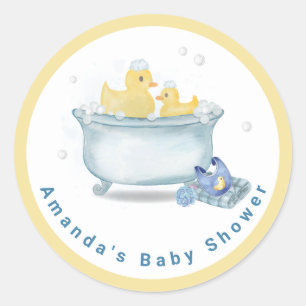 Splish Splash Moeder Eend Badkuip Baby Shower Ronde Sticker