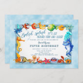 Splish Splash Onder De Zee Jongen Unieke Verjaarda Kaart (Voorkant / Achterkant)