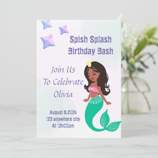 SPLISH SPLASH ONDER DE ZEE VERJAARDAGSUITNODIGING KAART (Staand voorkant)