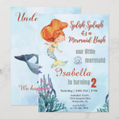 Splish Splash Orang Zeemeermin Bash 2e verjaardag  Kaart (Voorkant / Achterkant)
