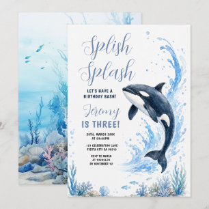 Splish Splash Orka Jongen Oceaan Zee Verjaardag Kaart