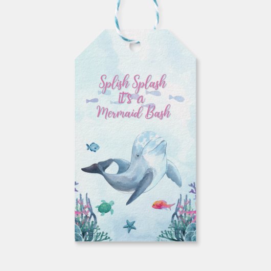 Splish Splash Paarse Zeemeermin Bash Dank u Cadeaulabel (Achterkant)