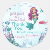 Splish Splash Paarse Zeemeermin Bash Dank u Ronde Sticker (Voorkant)