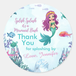 Splish Splash Paarse Zeemeermin Bash Dank u Ronde Sticker
