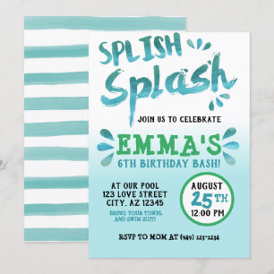 Splish Splash Park Party Zomer Jongen Verjaardag Kaart