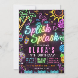 Splish Splash Party 15e Party bewerkbare uitnodigi Kaart