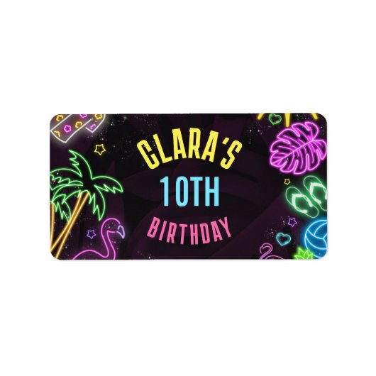 Splish Splash Party Glow Party bewerkbaar Etiket (Voorkant)