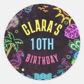 Splish Splash Party Glow Party bewerkbaar Ronde Sticker (Voorkant)