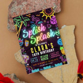 Splish Splash Party Glow Party bewerkbare uitnodig Kaart
