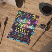 Splish Splash Party Glow Party bewerkbare uitnodig Kaart