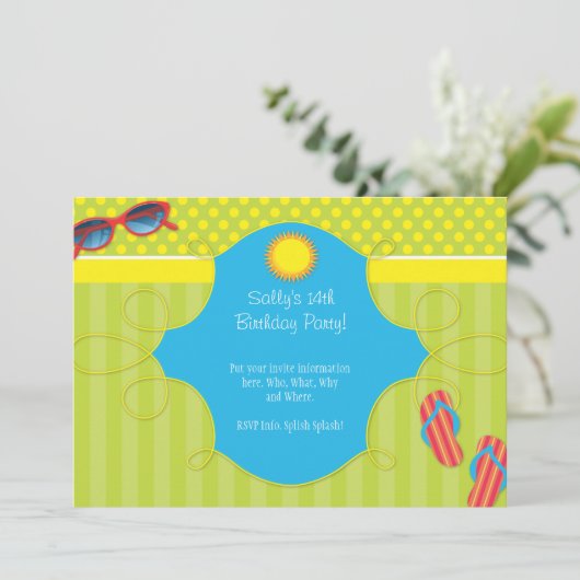 Splish Splash Party Kaart (Staand voorkant)