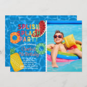 Splish Splash Party l Pool Birthday l Summer Fruit Kaart (Voorkant / Achterkant)