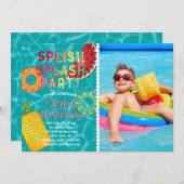 Splish Splash Party l Pool Birthday l Summer Fruit Kaart (Voorkant / Achterkant)