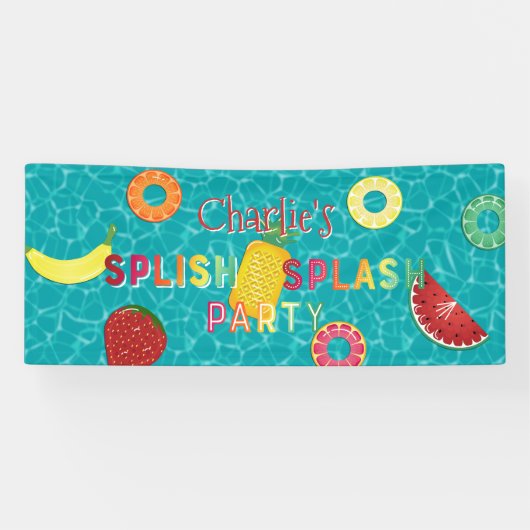 Splish Splash Party l Pool Birthday l Summer Fruit Spandoek (Horizontaal)